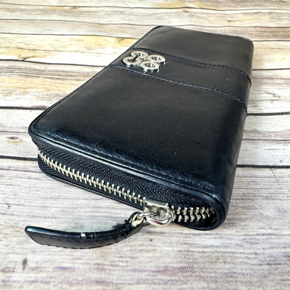 COACH Womens Black Slim Accordion Leather Zip Around Minimalist Wallet - Picture 3 of 8